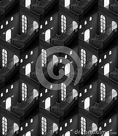 Palace in night seamless texture Stock Photo