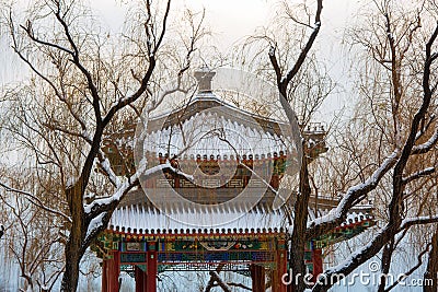 Beijing Summer Palace in snow, China Stock Photo