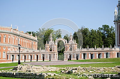 Palace of queen Ekaterina Second Great in Tsaritsino, Moscow Stock Photo