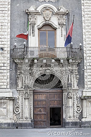 Palace of the Seminary of the Clerics, Catania. Sicily, Italy. Entrance Stock Photo