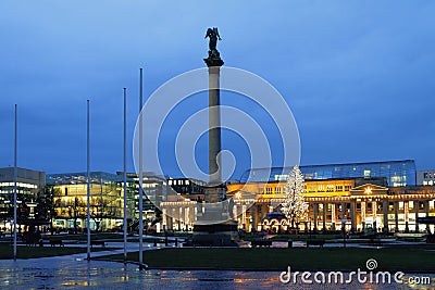 Palace Square in January evening. Stuttgart, Baden-Wurttemberg, Germany Stock Photo