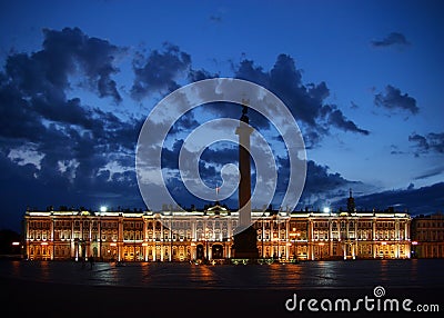 Palace Square at white night Stock Photo