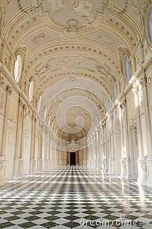 The Palace of Venaria Reale interior. Royal residence near Turin. Editorial Stock Photo