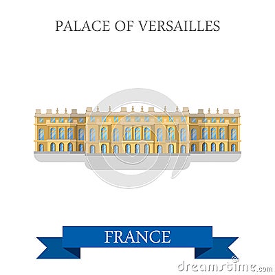 Palace of Versailles in France flat vector attraction landmark Vector Illustration