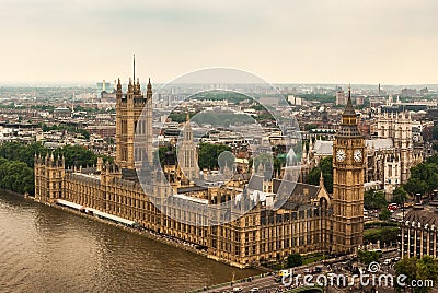 The Palace Westminster or The Parliament with the River Thames in London Stock Photo