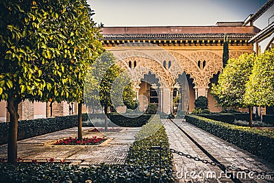 Palacio Aljaferia, fortified medieval Islamic palace in Zaragoza, Spain Stock Photo