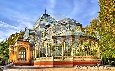 Palacio de Cristal in Buen Retiro Park - Madrid, Spain Stock Photo