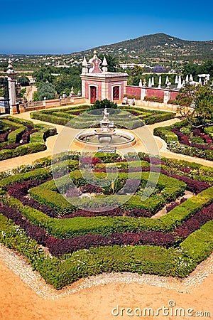 Palacio Estoi, Portugal, View of the gardens of the Palace of Estoi. Stock Photo