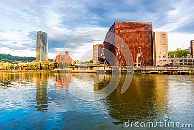 Palacio Euskalduna and Torre Iberdrola Editorial Stock Photo