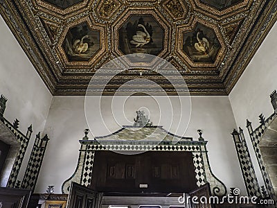 Palacio Nacional de Sintra Swan ceiling -4 Editorial Stock Photo