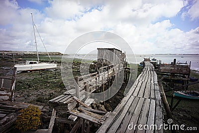 palafitico pier built in a disorganized and rustic way. Editorial Stock Photo