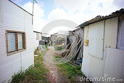 palafitico pier built in a disorganized and rustic way. Editorial Stock Photo