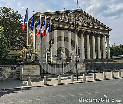 Palais Bourbon of the French National Assembly Editorial Stock Photo
