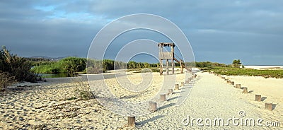 Palapa Viewing Hut - San Jose Del Cabo Lagoon north of Cabo San Lucas Baja Mexico Stock Photo