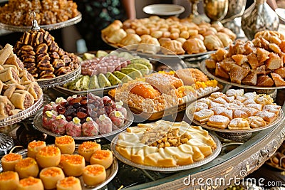 Palatable Arabian sweet food. Traditional ramadan Stock Photo