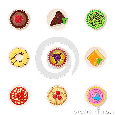 Palatable icons set, cartoon style Vector Illustration