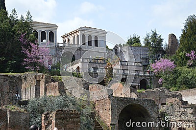 Palatine Hill and Farnese gardens Stock Photo