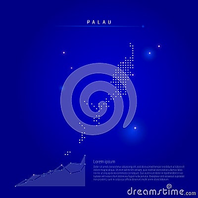 Palau illuminated map with glowing dots. Dark blue space background. Vector illustration Cartoon Illustration