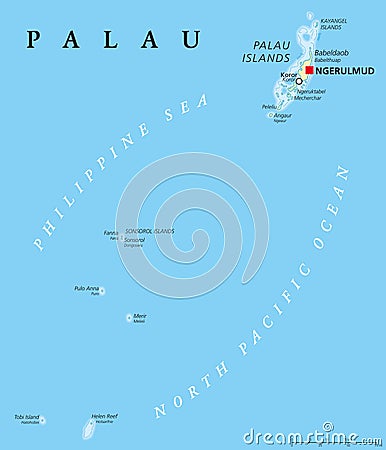 Palau Political Map Vector Illustration