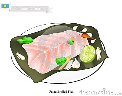 Palauan Broiled Fish, A Popular Dish of Palau Vector Illustration