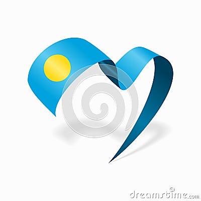 Palauan flag heart-shaped wavy ribbon. Vector illustration. Vector Illustration