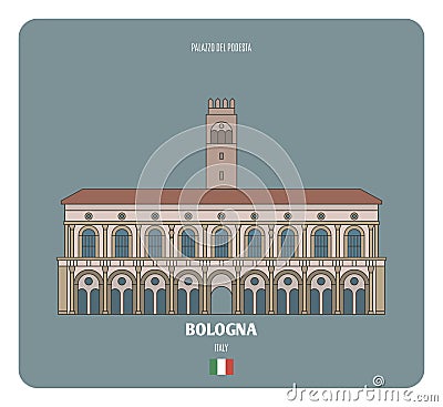 Palazzo del Podesta in Bologna, Italy Vector Illustration