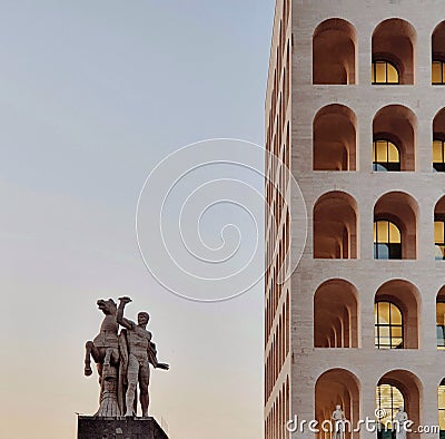 palazzo della civilta italiana, one of the most famous modern architecture in Rome, Italy Editorial Stock Photo