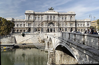 Palazzo di Giustizia and Tevere River Rome Editorial Stock Photo