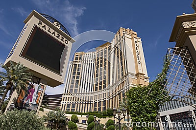 The Palazzo hotel and sign. Editorial Stock Photo