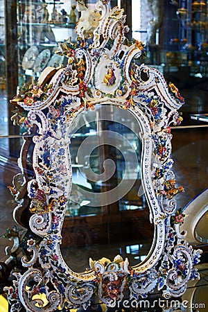 Turin Porcelain Mirror used by queen Palazzo Madama Editorial Stock Photo