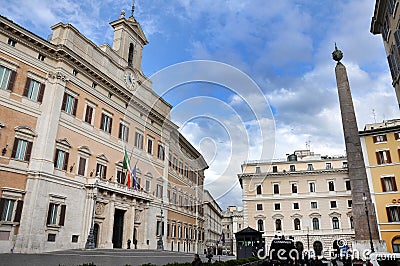 Palazzo Montecitorio palace in Rome, Italy, the seat of the Ital Editorial Stock Photo