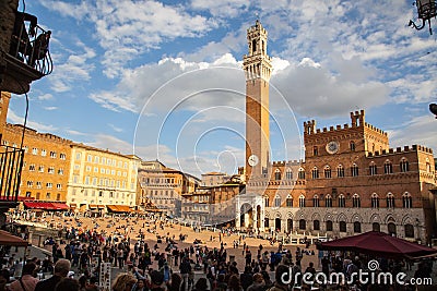 Palazzo Publico in Piazza del Campo, Siena, Italy Editorial Stock Photo