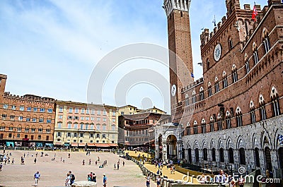 Palazzo Publico in Piazza del Campo & x28;Town hall& x29; of Siena, Tuscany, Italy Editorial Stock Photo