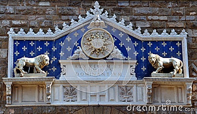 The Palazzo Vecchio is town hall of Florence, Stock Photo