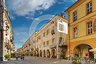 Palazzo Vitale in via Roma in Cuneo, Italy Editorial Stock Photo