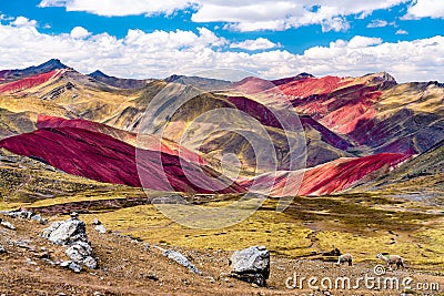 Palccoyo Rainbow Mountains in Peru Stock Photo