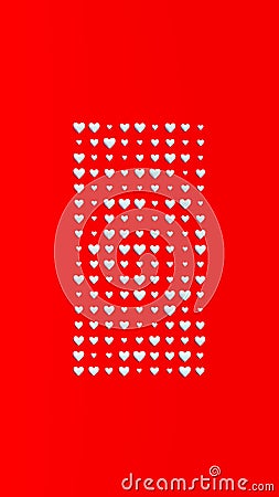 Pale Blue Hearts Block Valentine Day Red Background Cartoon Illustration