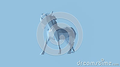 Pale Blue Polygon Horse Cartoon Illustration