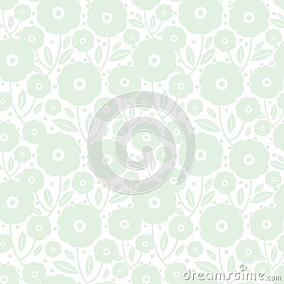 Pale green flowers texture vector pattern. Vector Illustration