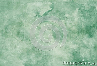 Pale green paper parchment background with distressed vintage stains and ink spatter and white faded grainy watercolor stains, ele Stock Photo