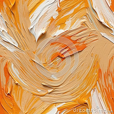 Pale Orange Color Oil Paint Strokes On Canvas. Seamless Background. Generative AI Stock Photo