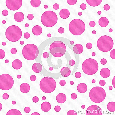 Pale Pink Polka Dots on White Textured Fabric Background Stock Photo