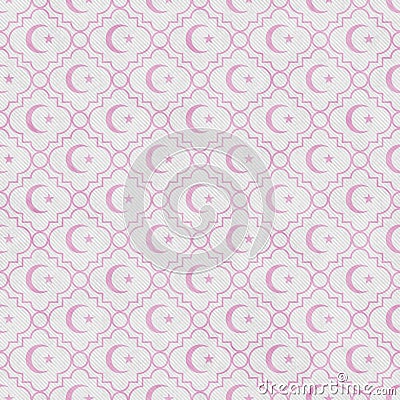 Pale Pink and White Star and Crescent Symbol Tile Pattern Repeat Stock Photo