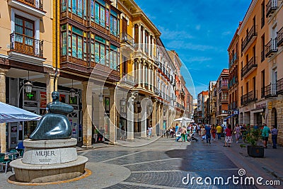 Palencia, Spain, June 7, 2022: Calle Mayor Principal in the hist Editorial Stock Photo