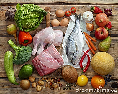 Paleo diet products Stock Photo