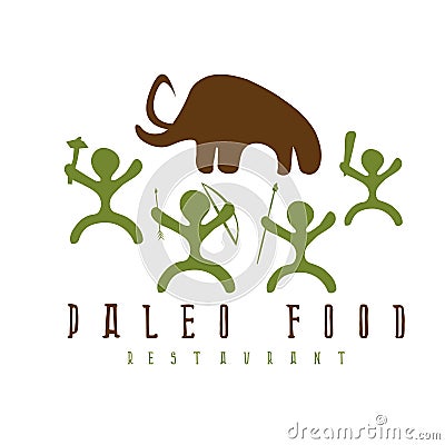 Paleo food vector illustration mammoth and cavemans Vector Illustration