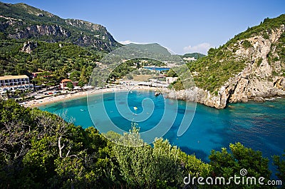 Paleokastritsa bay on Corfu, Greece Editorial Stock Photo