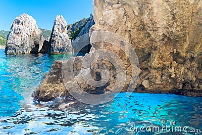 Paleokastritsa beach on Korfu, Greece Stock Photo