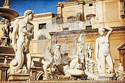 Palermo, Piazza Pretoria Stock Photo