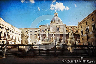 Palermo, Piazza Pretoria Stock Photo